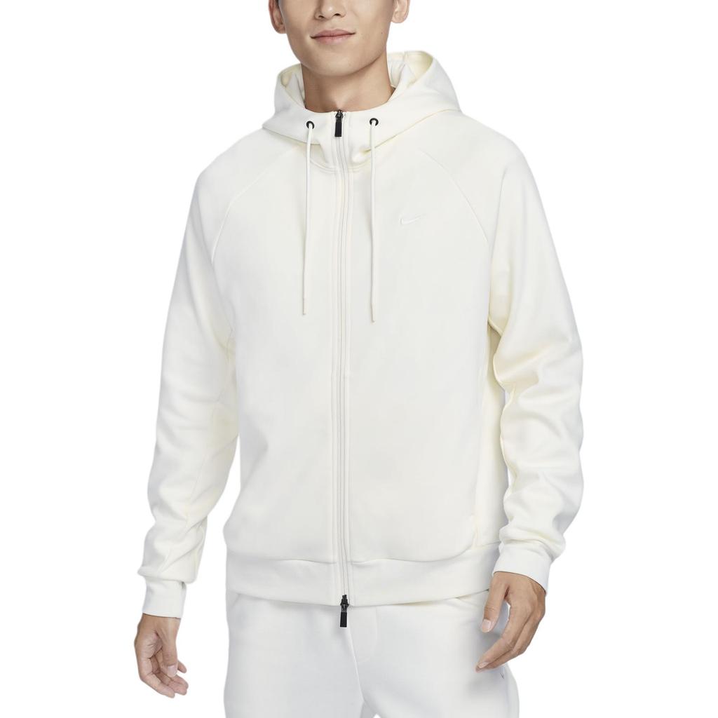 Nike Primary Dri-Fit Hooded Zip Design Quick-Dry Breathable Solid Color Logo Long Sleeve Jacket Men Jackets White FZ0968-110