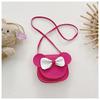 Solid Color Bow Girl Baby Shoulder Purse Simple Cute Flower Details Wear Casual