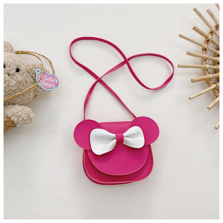 Bow Solid Color Girl Baby Shoulder Purse Simple Cute Flower Details Casual Wear