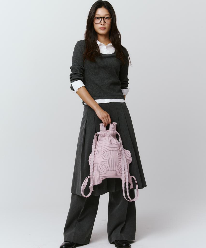 Pleatsmama New Bow Backpack Glitter Pale Pink