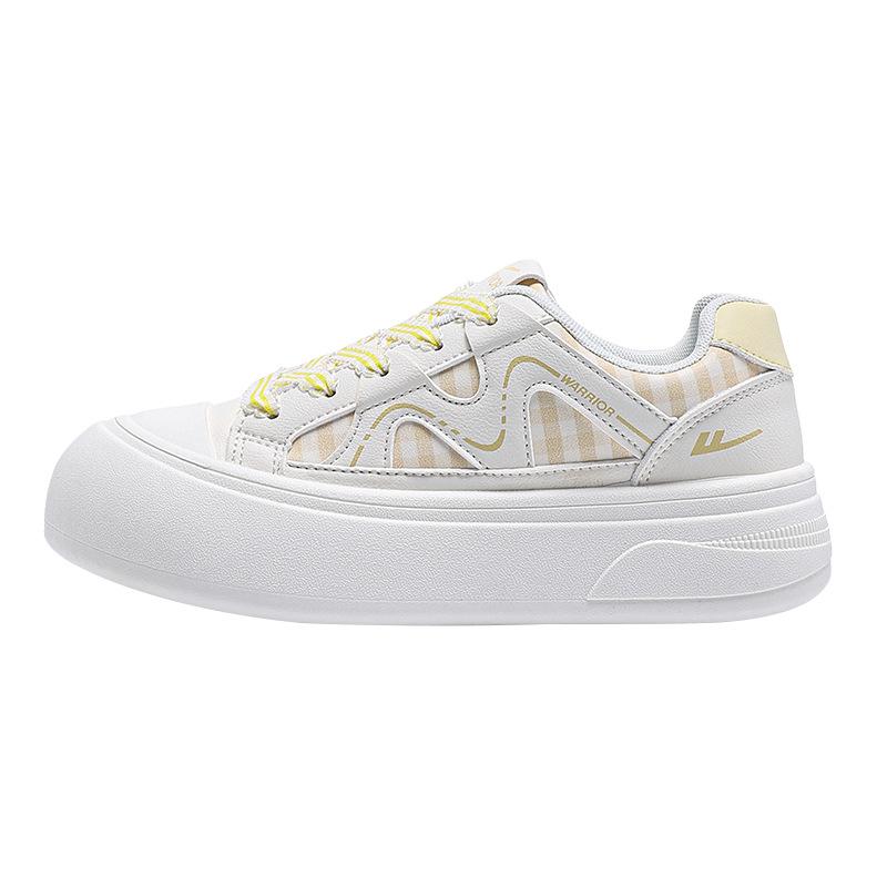 Lemon Yellow Thick Baseplate Shoes Versatile Lace-up Plaid Comfortable Big Head Shoes Cute Casual Autumn Women's Shoes