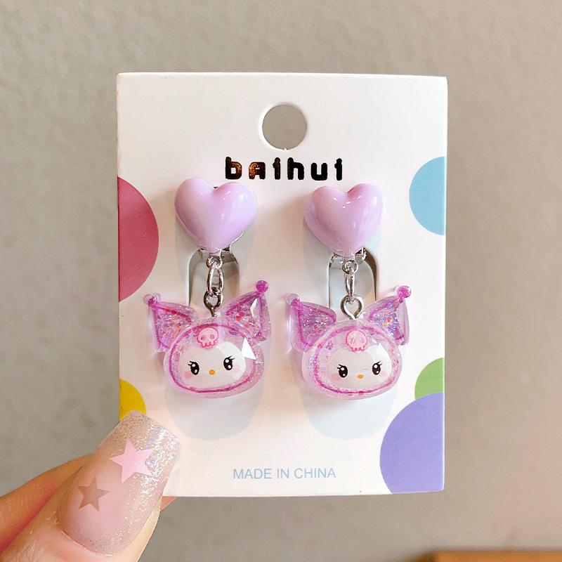Children'S Ear-Free Ear Clips, Cute Girls' Pain-Free Earrings, Earrings, Cartoon Cartoon Girl Earrings, Jewelry.