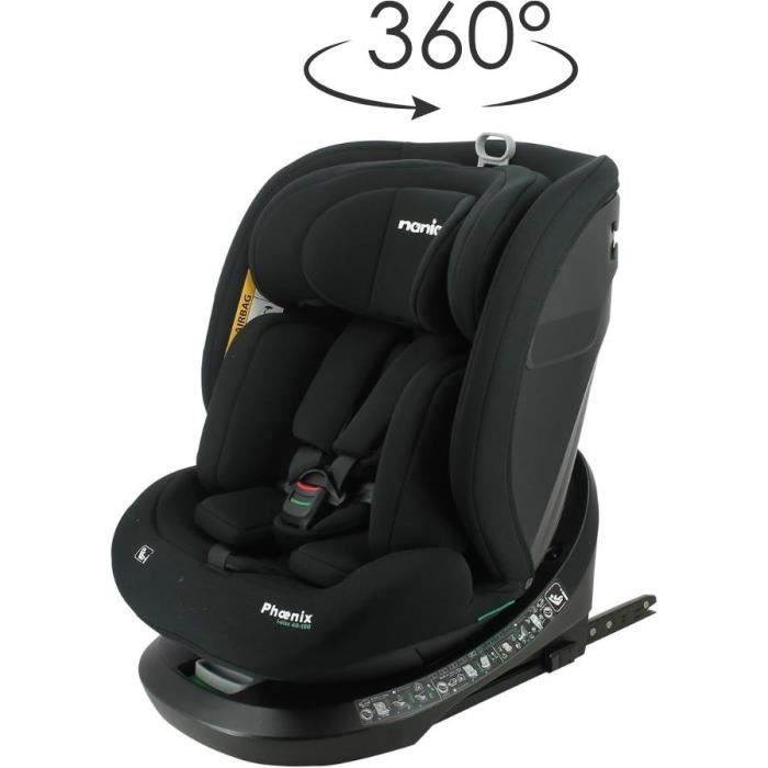 Siège Auto Isofix - NANIA - PHOENIX - Groupe 0/1/2/3 - I-Size - Pivotant - Inclinable - Réducteur - Noir