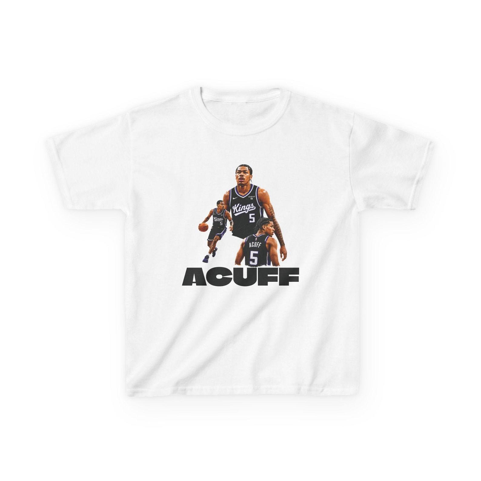 Darius Acuff Sacramento Kings Youth Basketball Player Graphic Tee | Kids Number 5 Jersey Back 4XL