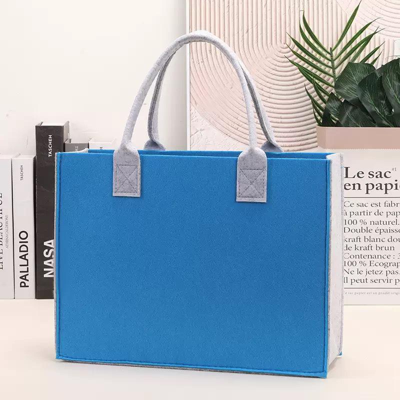 Stylish Color Block Felt Tote Bag - Large Capacity, Customizable for Gifts & Business