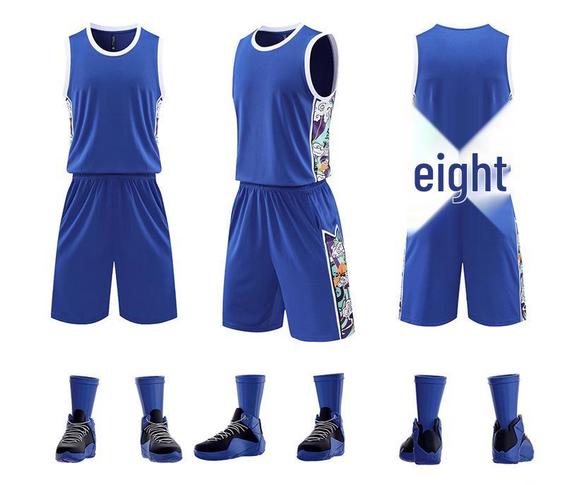 

Унисекс Летний Комплект Тренировочной Баскетбольной Джерси для Колледжа Double Extra Small синий