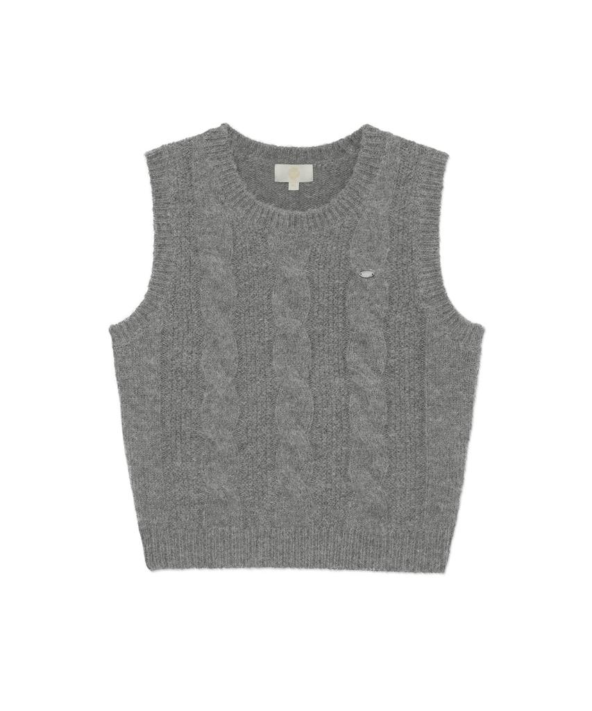 COVERNAT WOMAN Cable Knit Vest Melange Gray