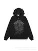 Sp5der555555 Grensoverschrijdend Velours Hoodie Trainingspak Set met Spinnenweb Print