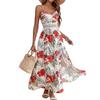 Women Summer V-Neck Elegant Print Resort Style Dress Slip Long Dress