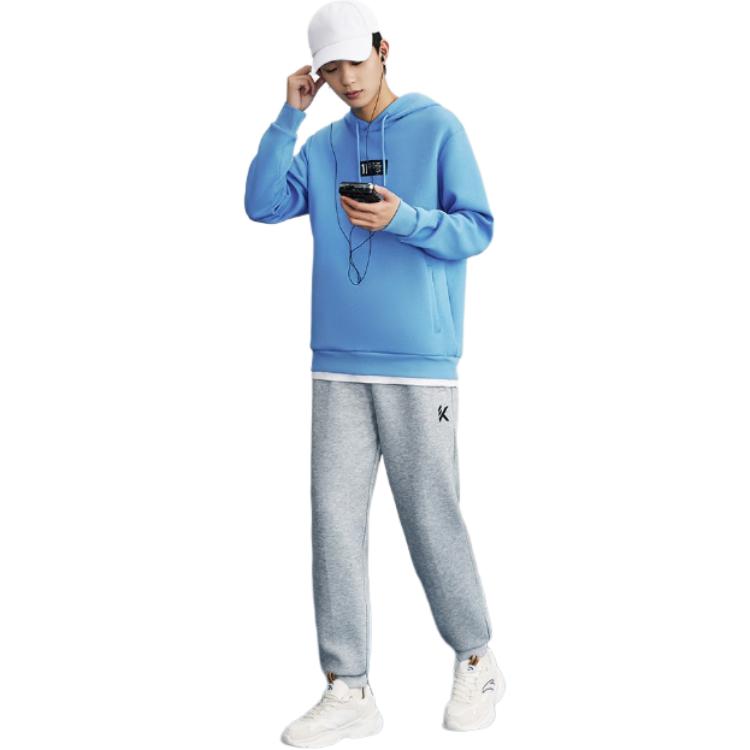 Anta Basketball Series Back Print Letter Casual Pullover Hoodie Men Tops Light-Purple Blue 152411734-5
