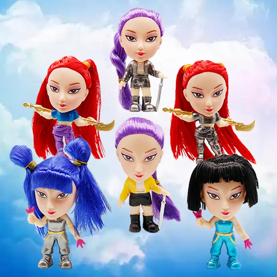 6pcs/Set Q Version Demon Hunters Action Figure PVC Toy Derpys Rumi Mira Zoey Sussy Figurine Doll For Fans Gift Childen Gift