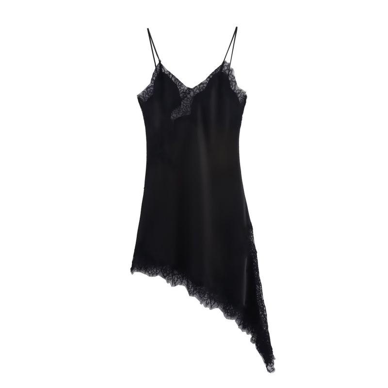 Asymmetrical Lace Strappy Dress - Fashionable European & American Holiday Style