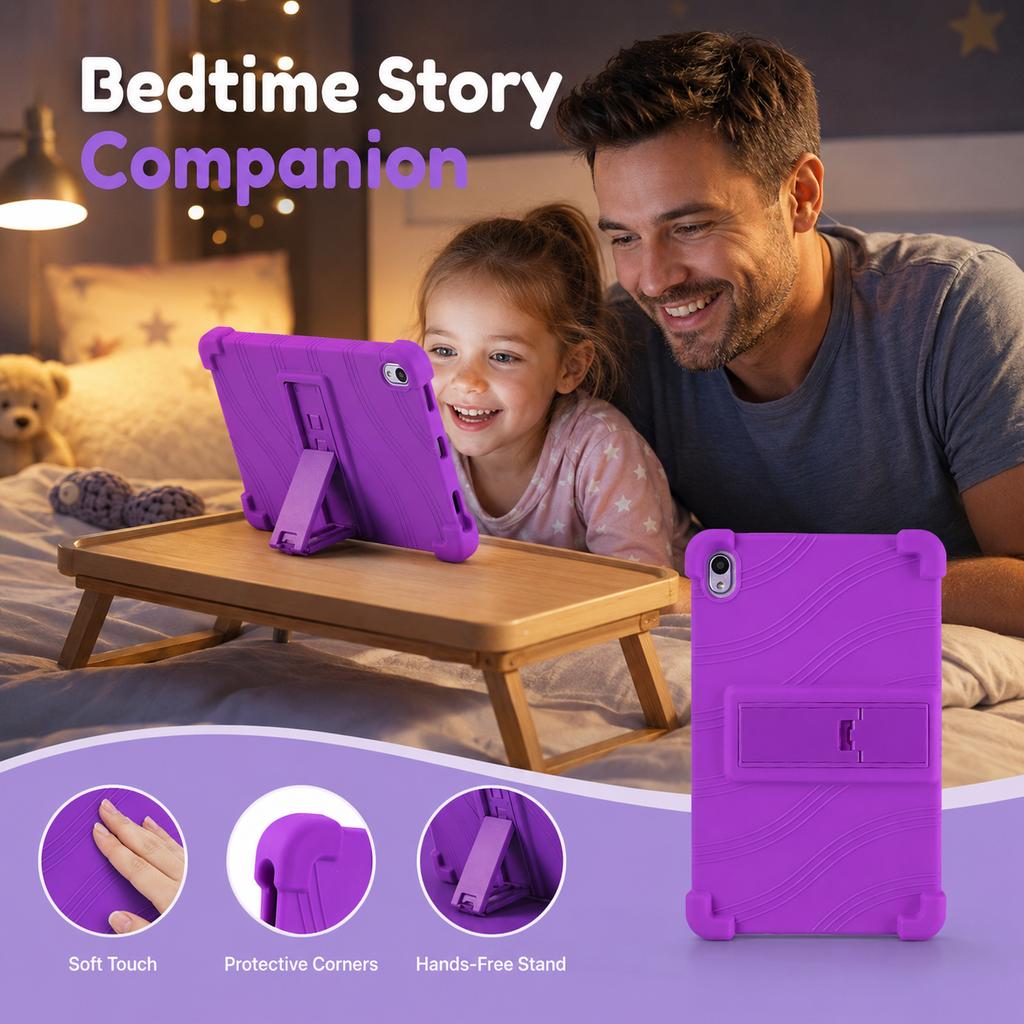 For ONN 7 inch Tablet 2026 Model Case, Soft Silicone Shockproof Protective Cover with Adjustable Stand