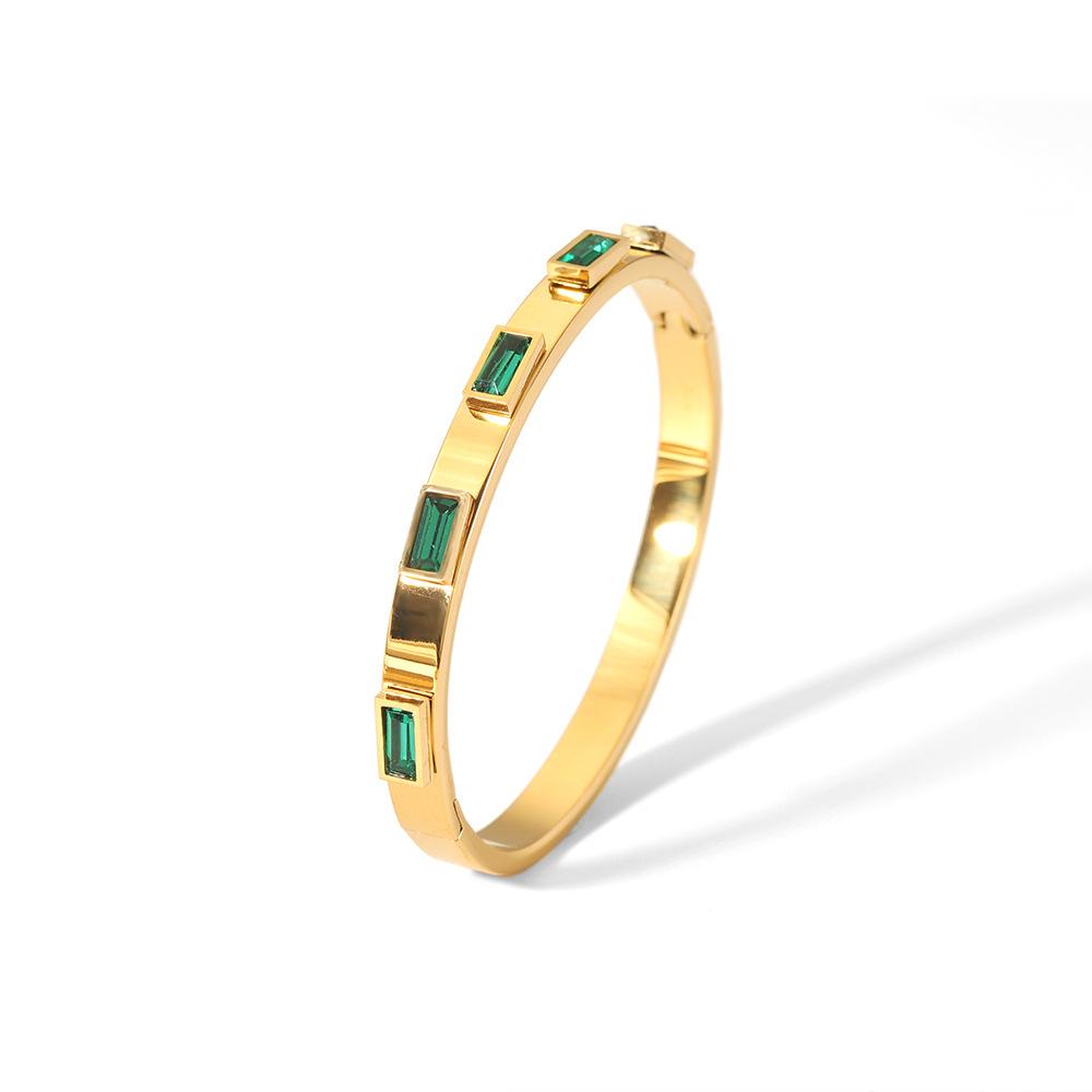 Fashion Square Emerald Open Bracelet Women's Versatile Bracelet Jewelry