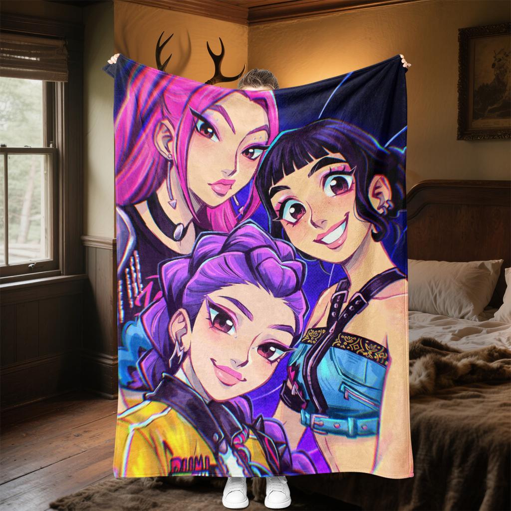 KPop Demon Hunters Plush Blanket Soft Comfortable All Seasons Perfect Sofa Office Naps Outdoor Travel Makes Great Gift