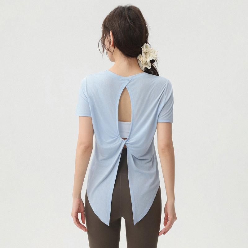 Womens Lightweight Loose Fit Breathable Mesh Yoga Top Short Sleeve Workout Shirt Fitness Running Gym