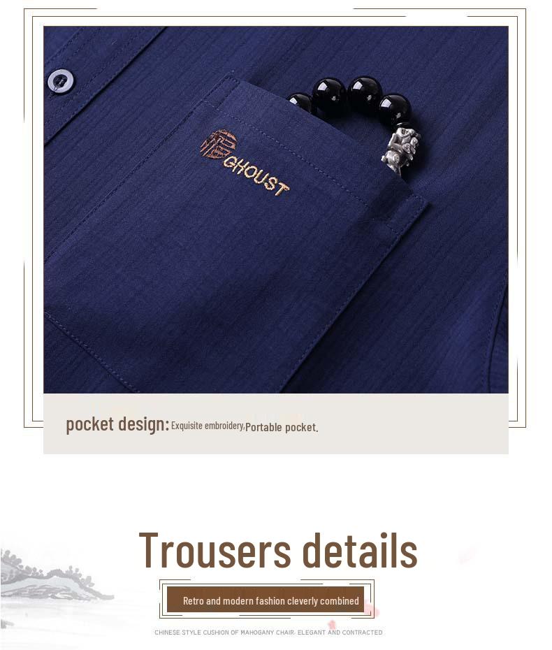 Men's Summer Jacquard Ice Silk Two-Piece Set: Short-Sleeved Loose Shirt & Casual Pants for Middle-Aged and Elderly