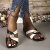 Large size low heel square head slippers women's color matching slippers sandals women