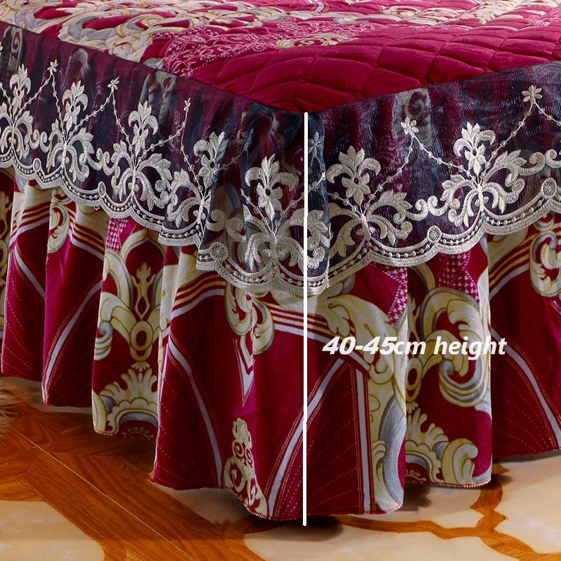 Crystal Plush Thickness Bed Skirt Lace Thermal Home Decor Bedroom 1.5M 1.8M King Size Bed Cover Bedspread No Pillowcase