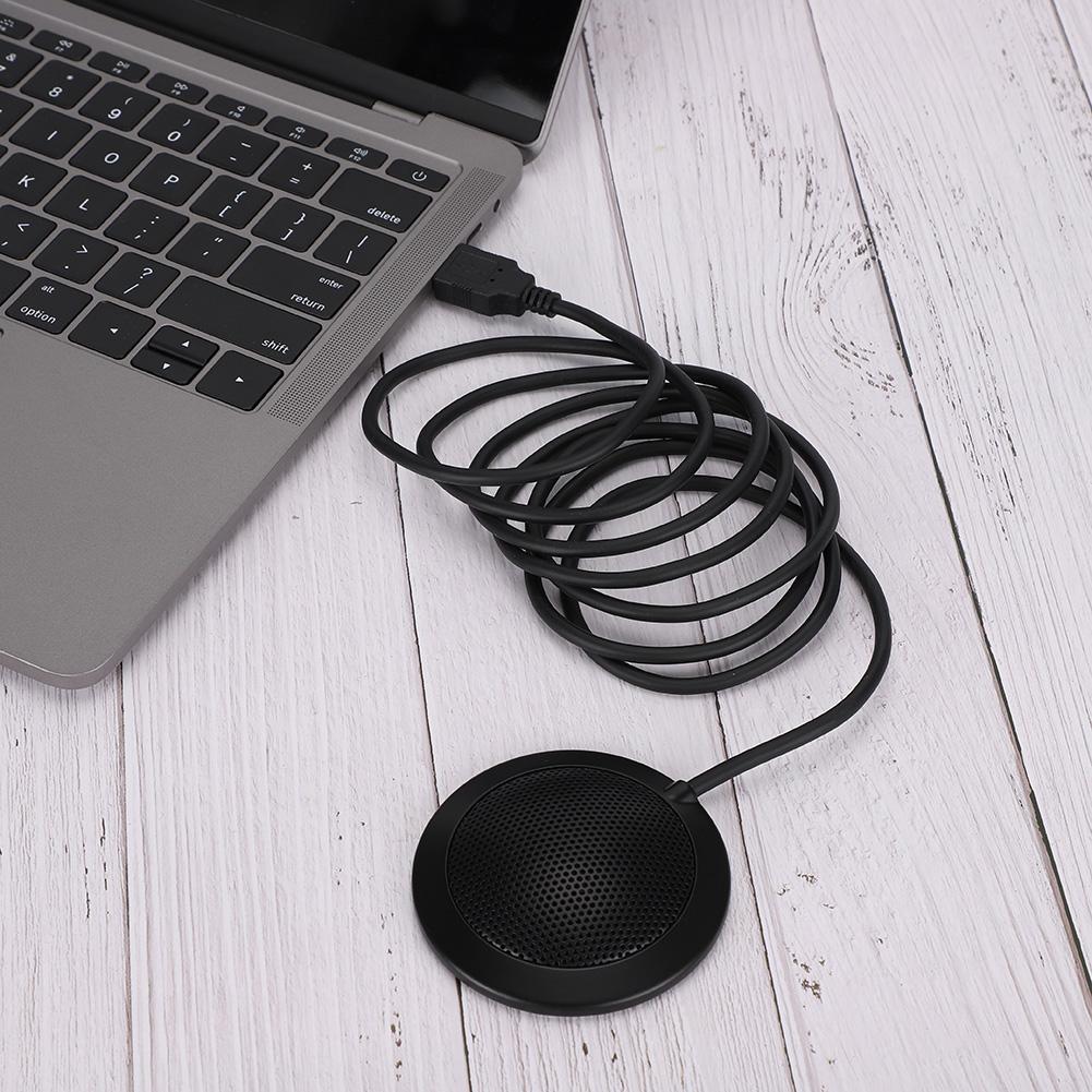 USB Omnidirectional Pickup 360-Degree Sound Metal Mesh Cover Microphone for Desktop Meetings