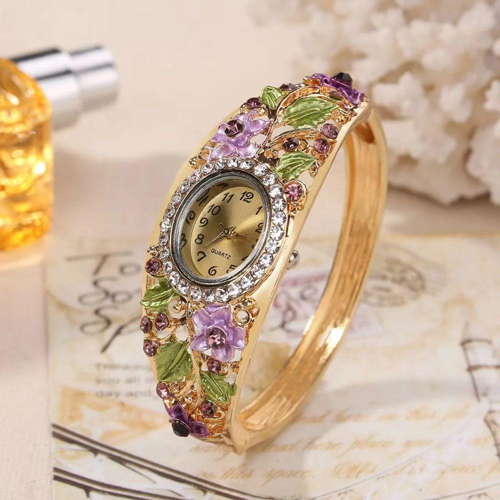 Rich In Flowers Ladies Wristwatch Rhinestone Bracelet Bracelet Watch  Elegant Wear