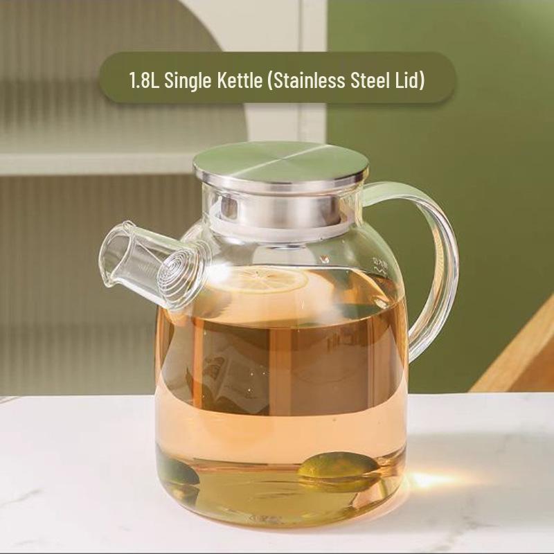 Borosilicate Glass Cold Water Pitcher with Filter and Bamboo Steel Lid