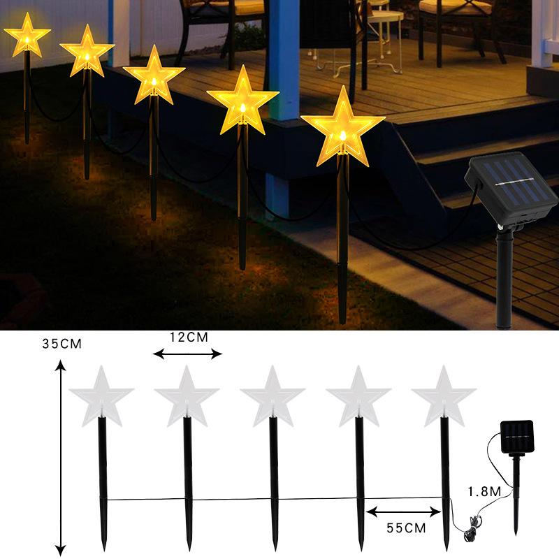 Christmas Solar Pathway Lights, Set of 5 Waterproof Landscape Christmas Lights, Stake Christmas Decorations, LED Lights for Yard Lawn Walkway Decor
