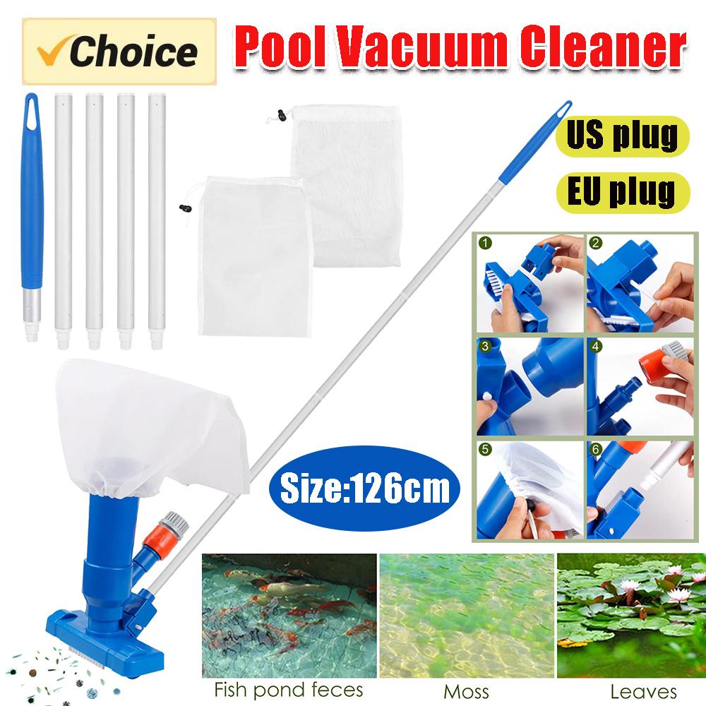 Swimming Pool Vacuum Cleaner Portable Swimming Pond Fountain Vacuum Disinfect Tool Portable Suction Head Brush Cleaner US/EU