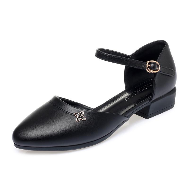 

модные новые женские повседневные туфли-лодочки 2024 весна-лето модные черные туфли на низком каблуке женские рабочие туфли винтажные женские толстые туфли с пряжкой в одно слово 37(Foot23.5cm)