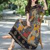 Elegant Summer Loose Dress Woman Vintage Clothes Plus Size Casual Short Sleeve Long Dresses