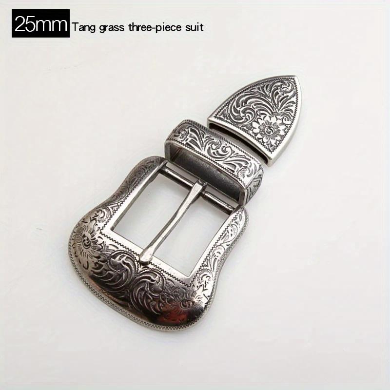 3Pcs/set Metal Belt Buckle for Men Vintage Embossed Pin Buckles DIY Leather Craft Buckle