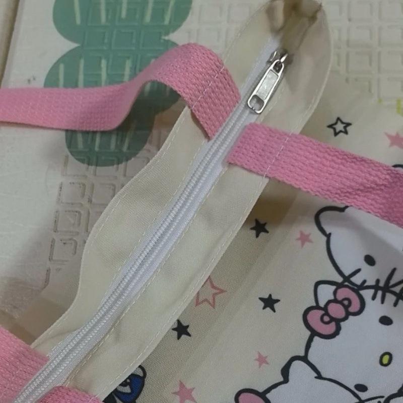 Women's Large Capacity Cartoon Canvas Tote Bag - Cute, Versatile, Single Shoulder for Commuting