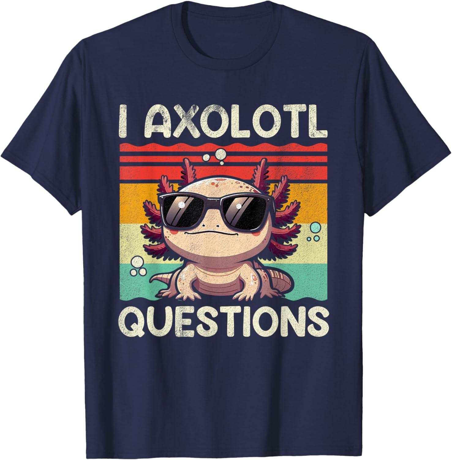 I Axolotl Questions Shirt Adults Kids Retro Vintage Unisex T-Shirt S разноцветный