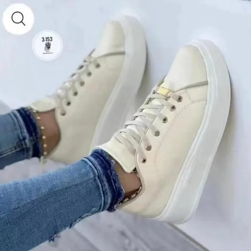 

Распродажа модной женской обуви 2024 года, женская обувь на шнуровке из вулканизированной стали, осенняя обувь с круглым носком на твердой платформе, повседневная удобная спортивная обувь 43 абрикосовый