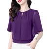ZANZEA Women Summer Chiffon Splice Half Sleeve Loose Summer Blouse