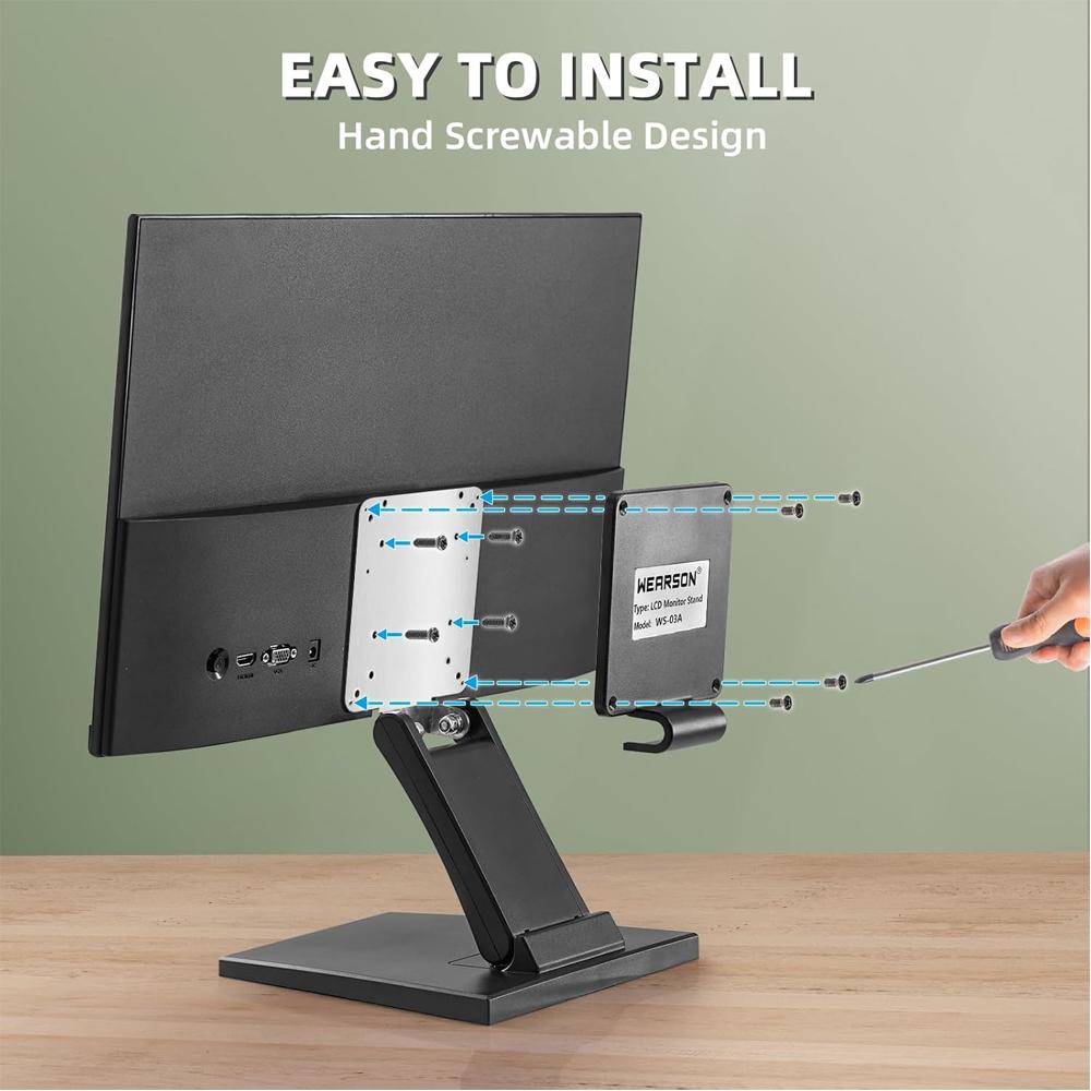 14-24" Desktop Monitor Holder with VESA Hole Folding TV Screen Stand Screen Mount Support Metal Bracket for Office Home School