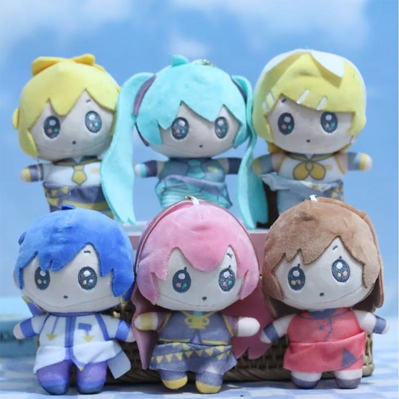 12CM Anime Hatsune Miku KAITO MEIKO Luka Kagamine Rin Len Figure Kawaii Q Version Plush Doll Keychain Bag Pendant Decor Toy Gift