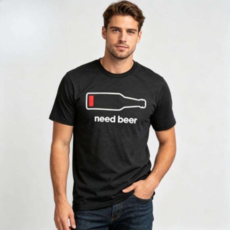 Unisex 100 Cotton O Neck T Shirt Need Beer Minimal Beer Bottle Outline Graphic Beer Lover Casual Male Short Sleeve Tee Tops