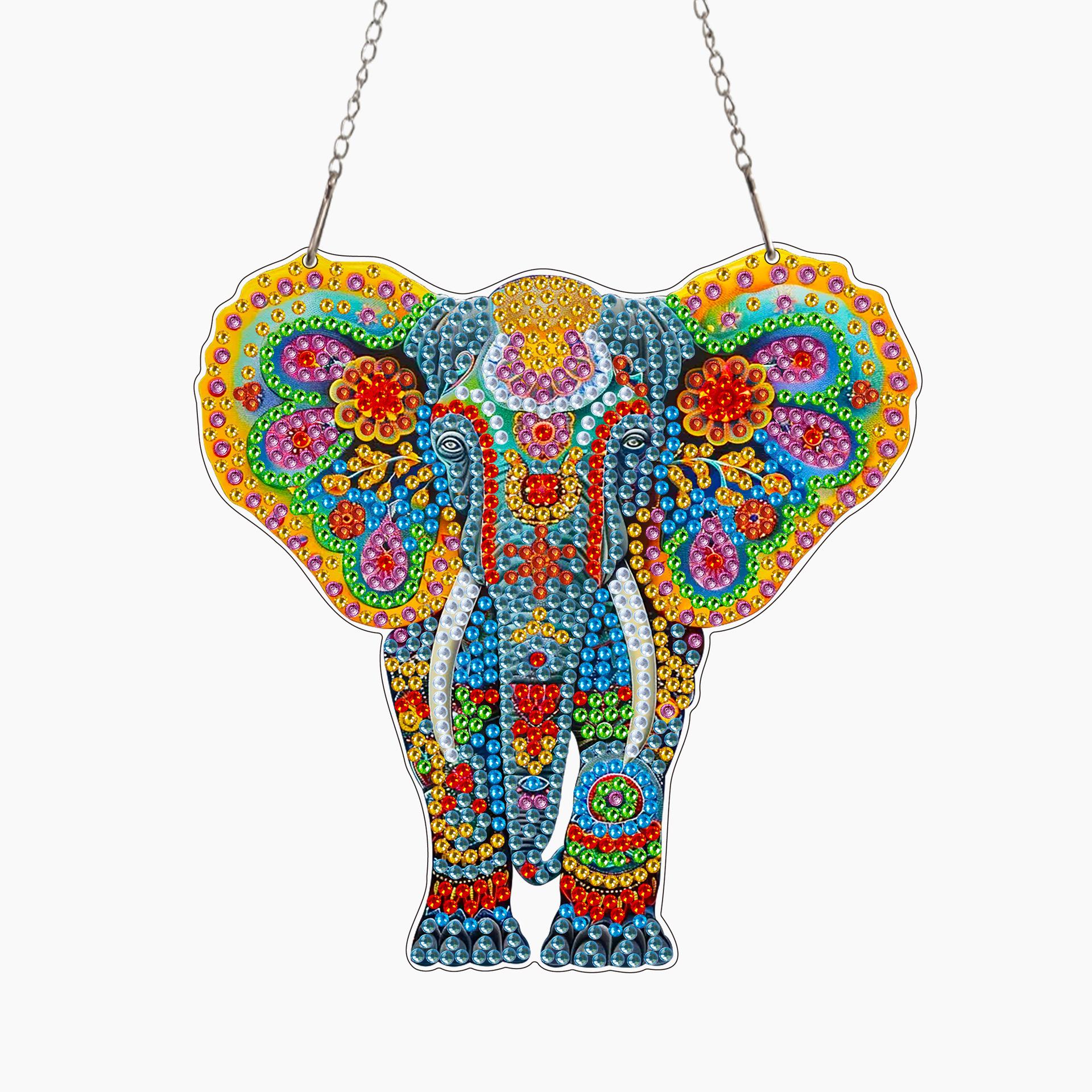 Animal Elephant Pattern Handmade Diamond Painting, Bright Diamond Acrylic Home Decoration 14.5X14.5