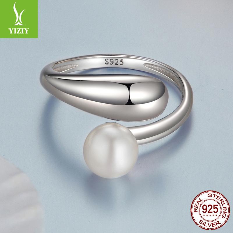 Ins Style Simple Temperament Bead Open Ring S925 Sterling Silver Versatile Finger Jewelry Ring