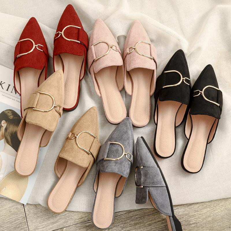 Fashion Women's Fashion Pointed-toe Flat Slipper for Women Outdoor Casual Casual Ladies Shoes Large Sizes 41-43 Small Size Slippers 32
