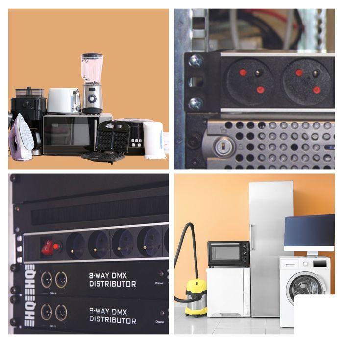 Multiprise 19 pouces velleman ebp08pdu x8 noir, acier inoxydable 1 pc(s)