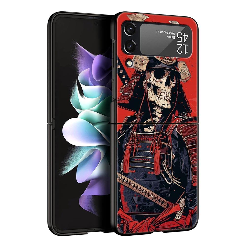 Samurai Hannya Mask Ghost Phone Case For Samsung Galaxy Z Flip3 Flip4 Flip5 Case Shell For Z Flip 3 4 5 6 Hard Folding Cover
