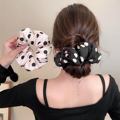 Korean Women Dot Printed Sponge Scrunchies Elegant Hair Accessories Adult Lady Vintage Hair Tie Elastic Head Band