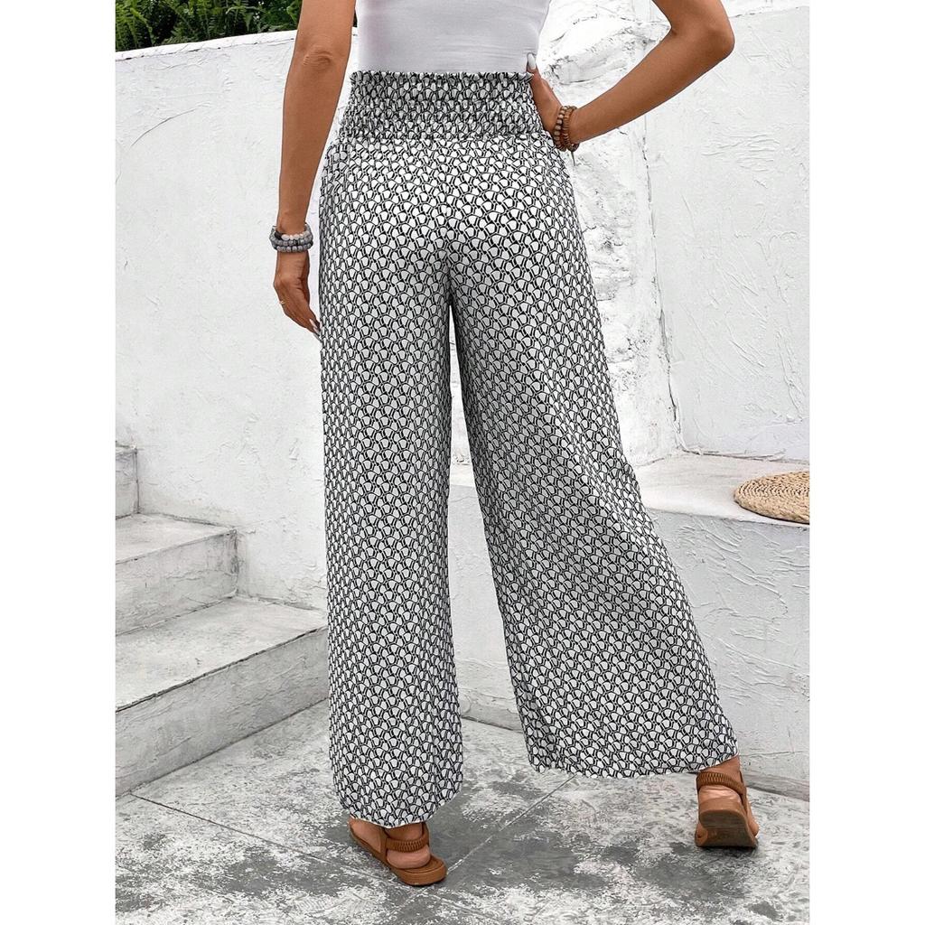 IHUASU Women's Summer Fashion with Floral Side Slit Wide Leg Culottes