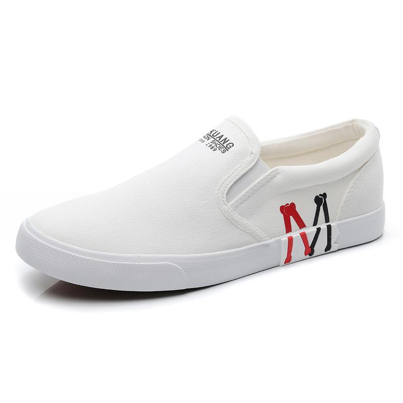 

Новые летние повседневные мужские туфли, спортивные дышащие парусиновые туфли, мужские туфли без застежек в корейском стиле, мужские кроссовки, осень 39 белый