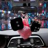 Pair of Fluffy Retro Square Dice Car Mirror Decorations for Christmas & Halloween.