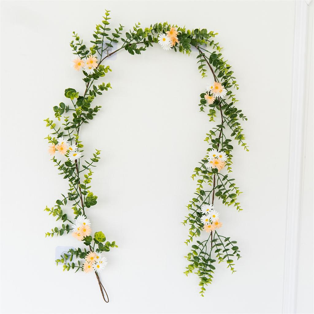 Faux Rose Vine Garland with Green Leaves Artificial Flower Garland for Wedding Party Backdrop Mantle Decor