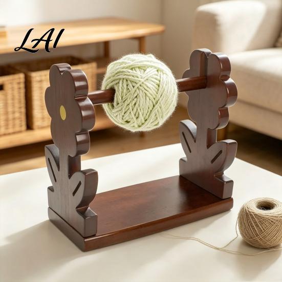 Knitting Tools And Gadgets Rotatable Wooden Yarn Rack Easy Assembly Ball Dispenser Spinner Smooth Rotation Spool Stand for Embroidery Crafting