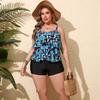 New Split Fat Woman Lotus Leaf Edge Swimsuit Women's Large Size European and American Conservative Tankini Swimsuit